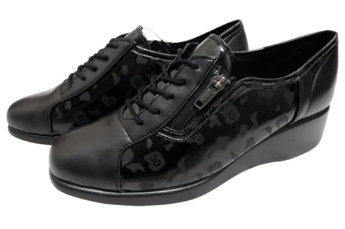 【ナチュラルバック 5283 ブラックエナメル】サイドジップ靴紐シューズ